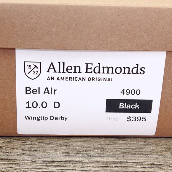 Allen Edmonds BEL AIR Wingtip Blucher 10 D Black * add $15 new Trees - Picture 11 of 13